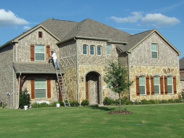 Exterior House Painting Project With Painted Brick Exterior and Team