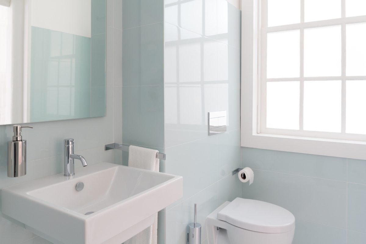 Bright paint in a small bathroom