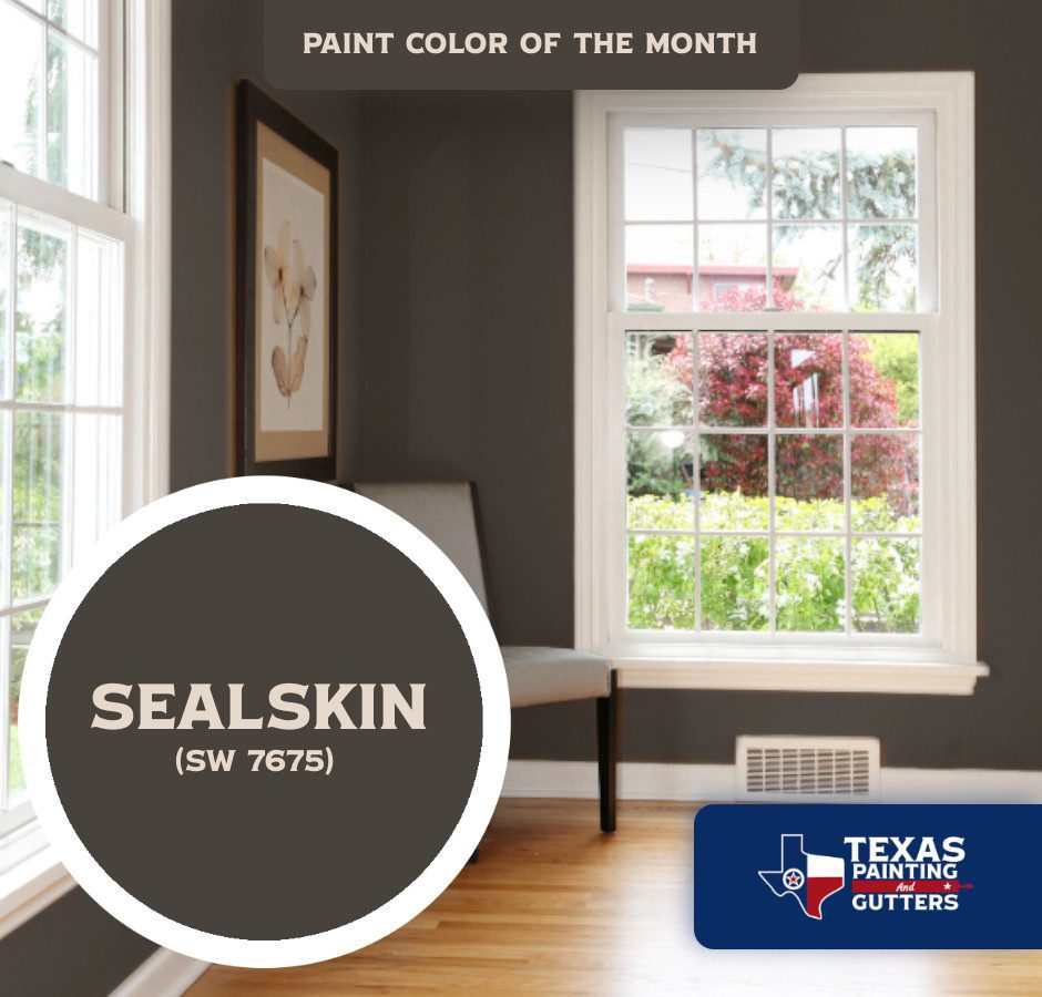 Texas Painting And Gutters - Local Paint Color Of The Month - January 2026 - Sealskin (SW 7675)