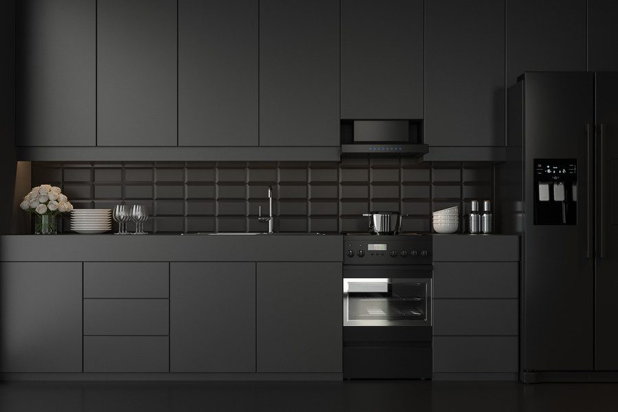 Black painted kitchen cabinets